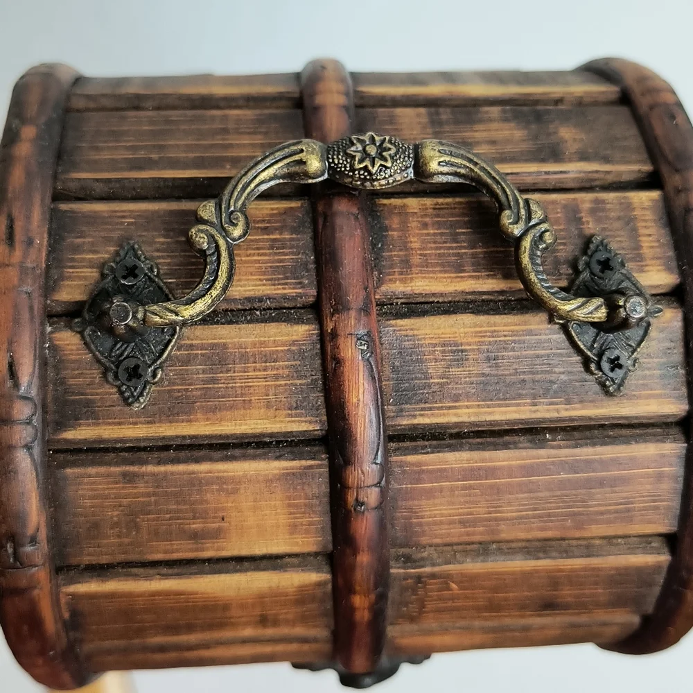 Vintage Decorative Wood & Brass Wine Bottle Box